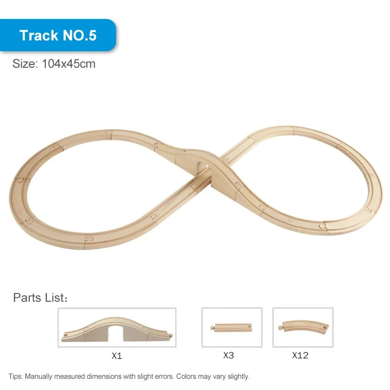 EZ NEW Wooden Train Track Accessories Toys Train Railway Compatible with All Brands Trains Ring Track Circular Orbit Assemble Gifts