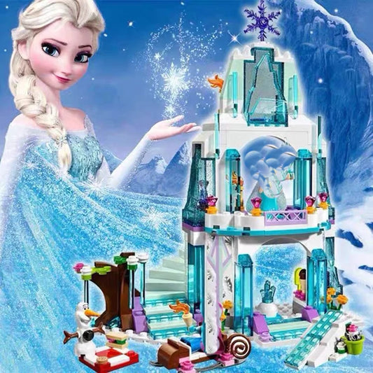 EZ Disney Frozen Dream Princess Elsa Ice Castle Princess Magic Castle Set Building Blocks Gift Toys
