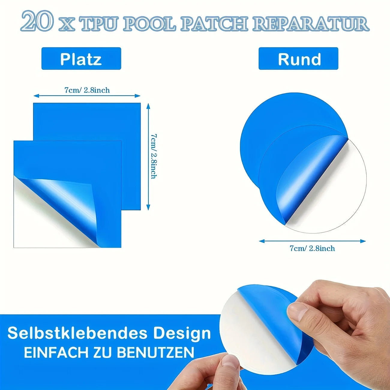 EZ 10/20 Pieces Underwater Self-adhesive Swimming Pool Patch, PVC Swimming Pool Repair Kit, Underwater Repair Swimming Pool Patch