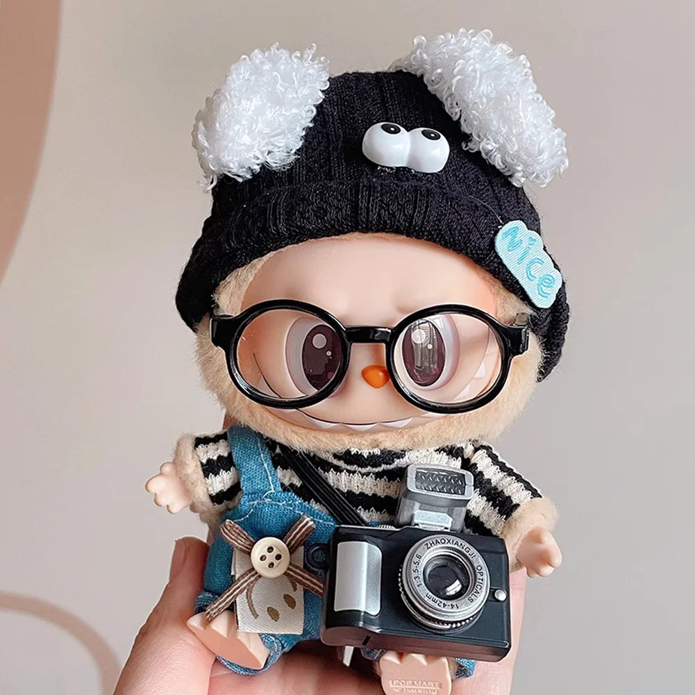EZ For 17cm Labubu V1 V2 Outfit Doll Clothes Fashion Clothes Hoodies Color Match Hoodies Casual Plaid Overalls Dolls Accessories