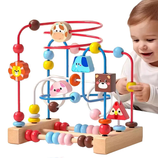 EZ Montessori Baby Toys Wooden Roller Coaster Bead Maze Abacus Math Toys Toddler Early Educational Toys for 1 2 3 Years Kids Gifts