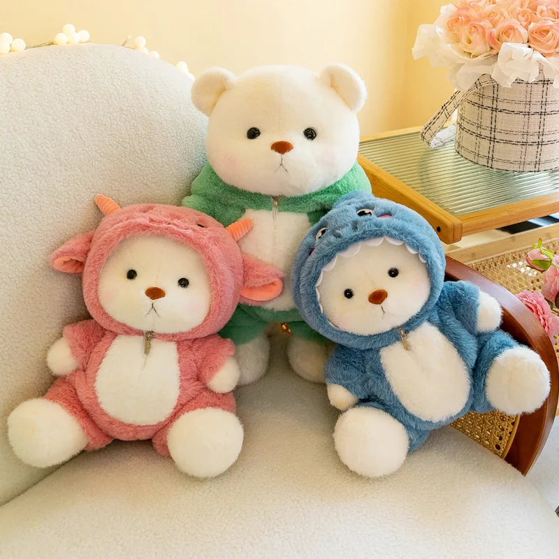 EZ Kawaii Bear Plush Toy stuffed Animals Teddy Bear Wear Suit Soft Doll Birthday Christmas Gifts for Boy Girl
