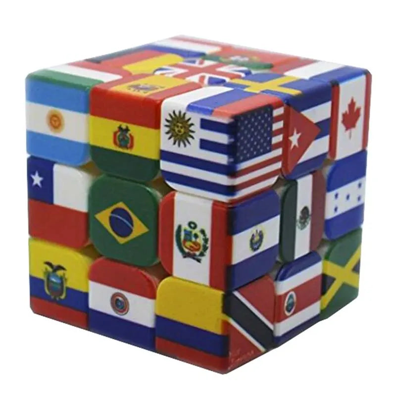 EZ 3x3x3 Magic Cube Multi-country Flag Elements Magic Cube Children's Gifts Educational Toys