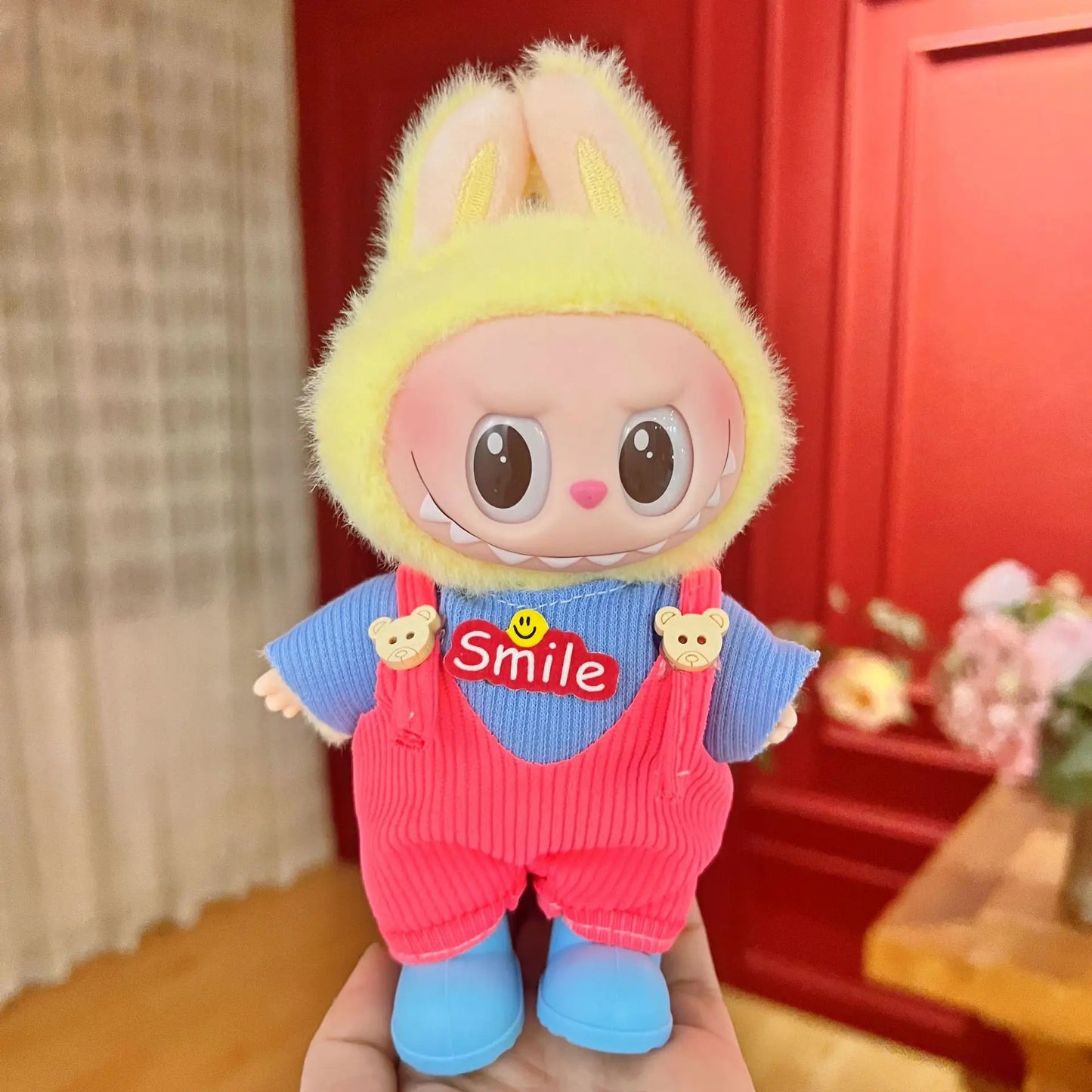 EZ 17cm Mickey Mini Costume Suitable Toy V3 for Labubu Clothes Korean Kpop Idol Pink Bright Silk Bow Princess Dress Birthday Gift