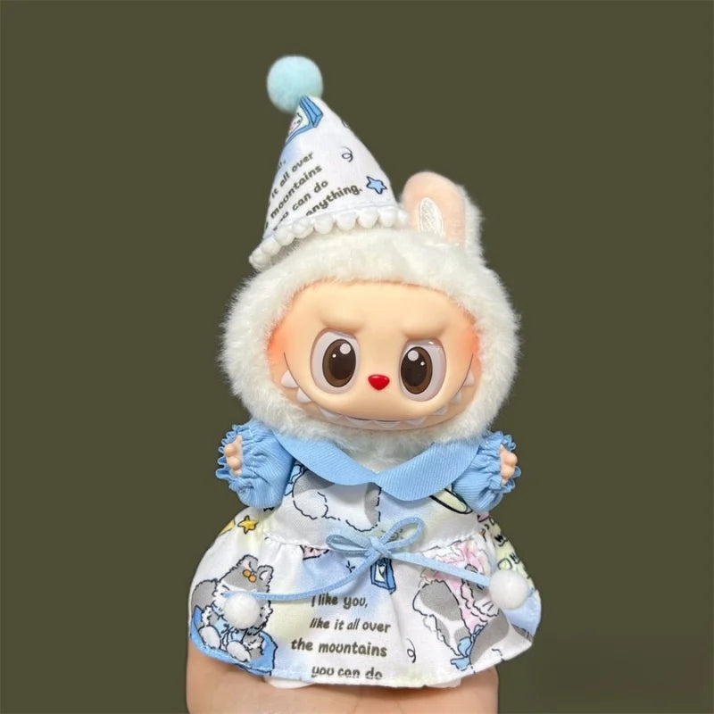 EZ 2025 New MIni Plush Doll'S Clothes Outfit Accessories for Labubu V1 V2 Dolls Clothes Accessories DIY Gift