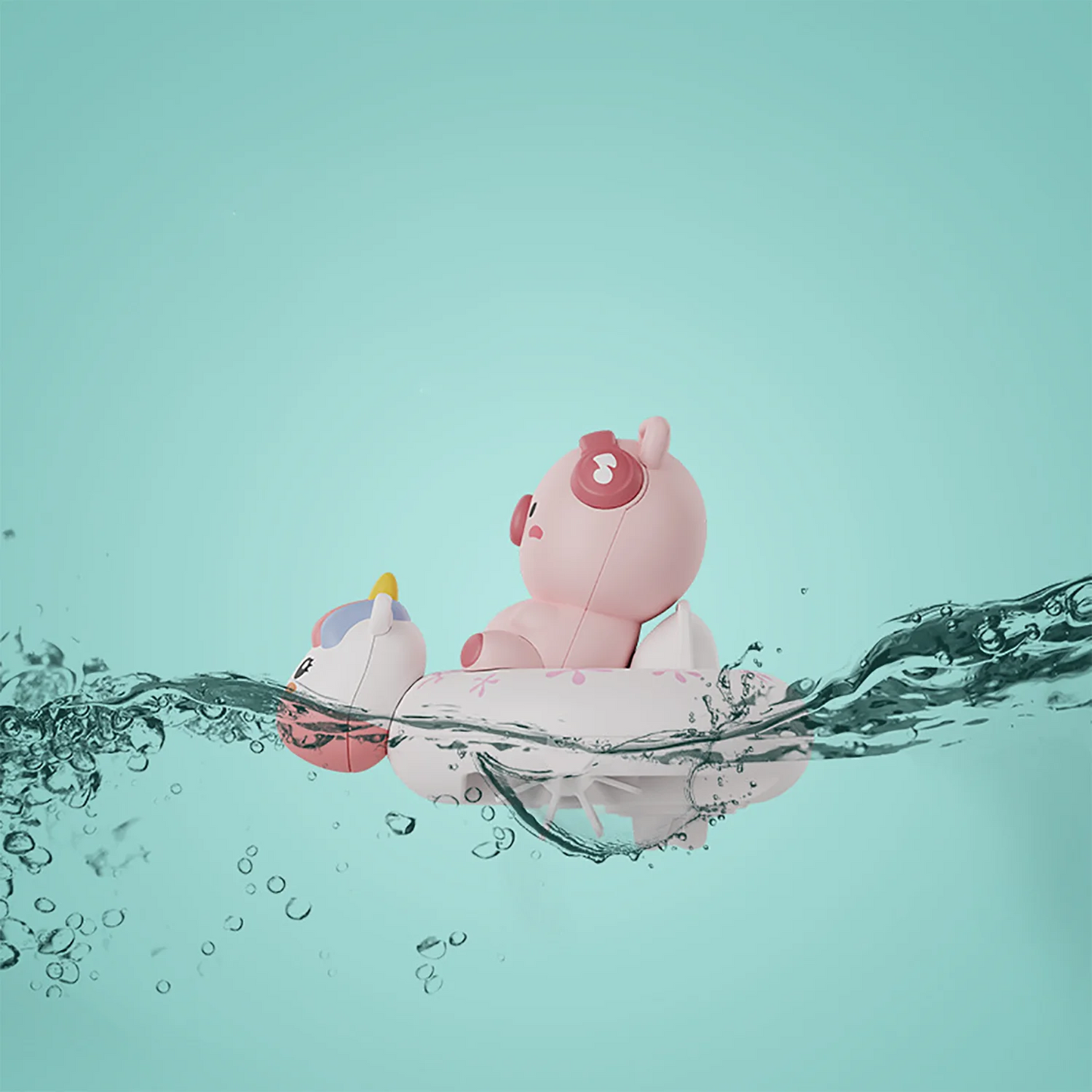 EZ Children's Water Playing Chain Rabbit Cute Pig Swimming Circle Clockwork Rowing Baby Bathroom Shower Interactive Toy