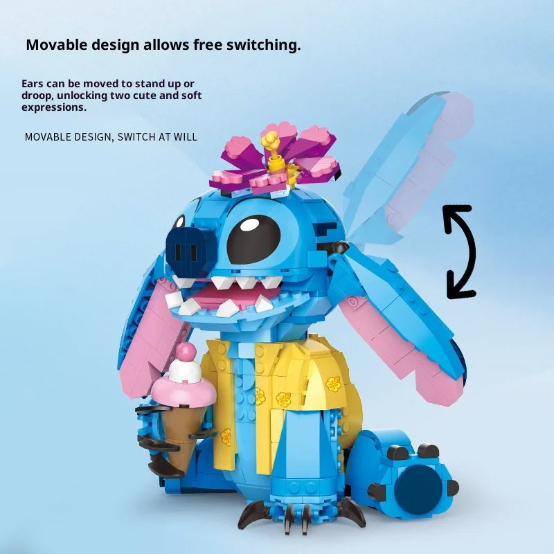 EZ New Stitch Angel CP Building Blocks 2026 - Large Piece Cartoon Toys with Moving Ears Kids Assembly Gift for Boys Girls Birthday