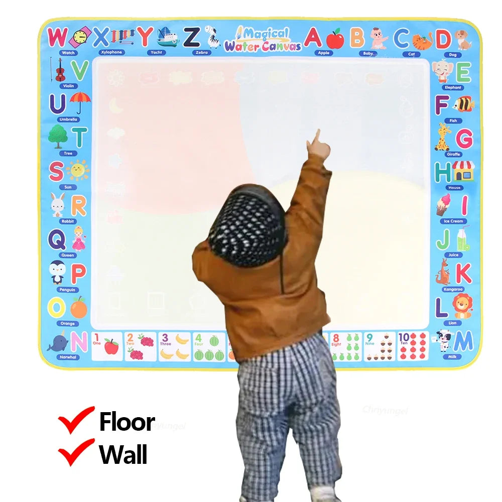 EZ 100x80CM Magic Water Drawing Mat with Reusable Magic Pens Doodle Montessori Painting Board Educational Toys Kids Gifts 39X31in