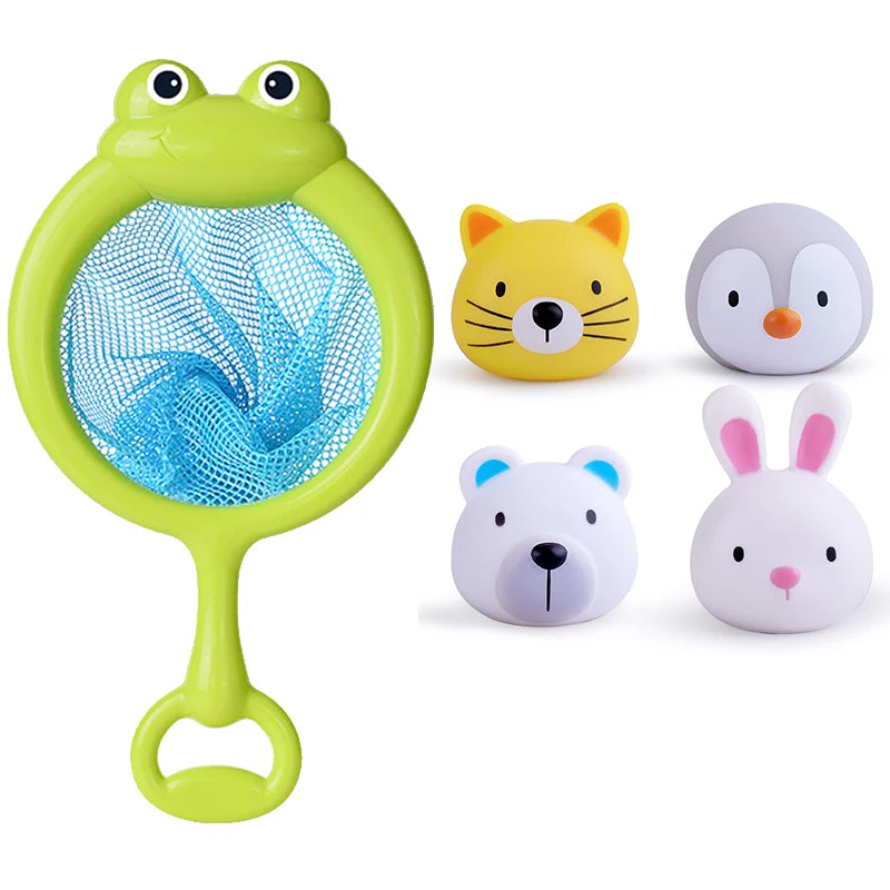 EZ Baby Cute Animals Bath Toy LED Light Up Toys Swimming Water Soft Rubber Float Induction Luminous Duck for Kids Play Funny Gifts