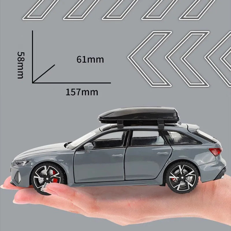 EZ 1/32 Audi RS6 Toy Car Model with Sound Light Doors Opened Alloy Diecast Model Vehicle Collection Toy for Boy Adult Festival Gift
