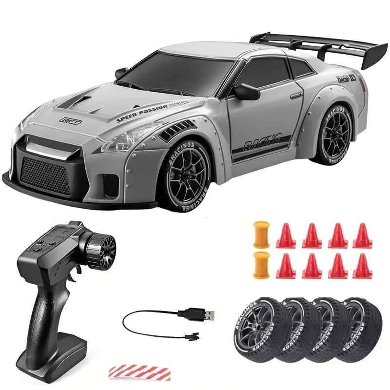 EZ RC Drift Car 1:24 Remote Control Car for Kid 20KM/H 4WD High Speed RC Car with LED Lights Extra Drifting Tires Vehicle for Adult
