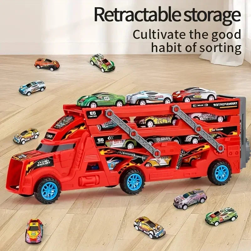 EZ Large Kid Truck Deformation Transporter Car Toys Models Educational Model Folding Track Racing Vehicle Boys Girls Birthday Gift