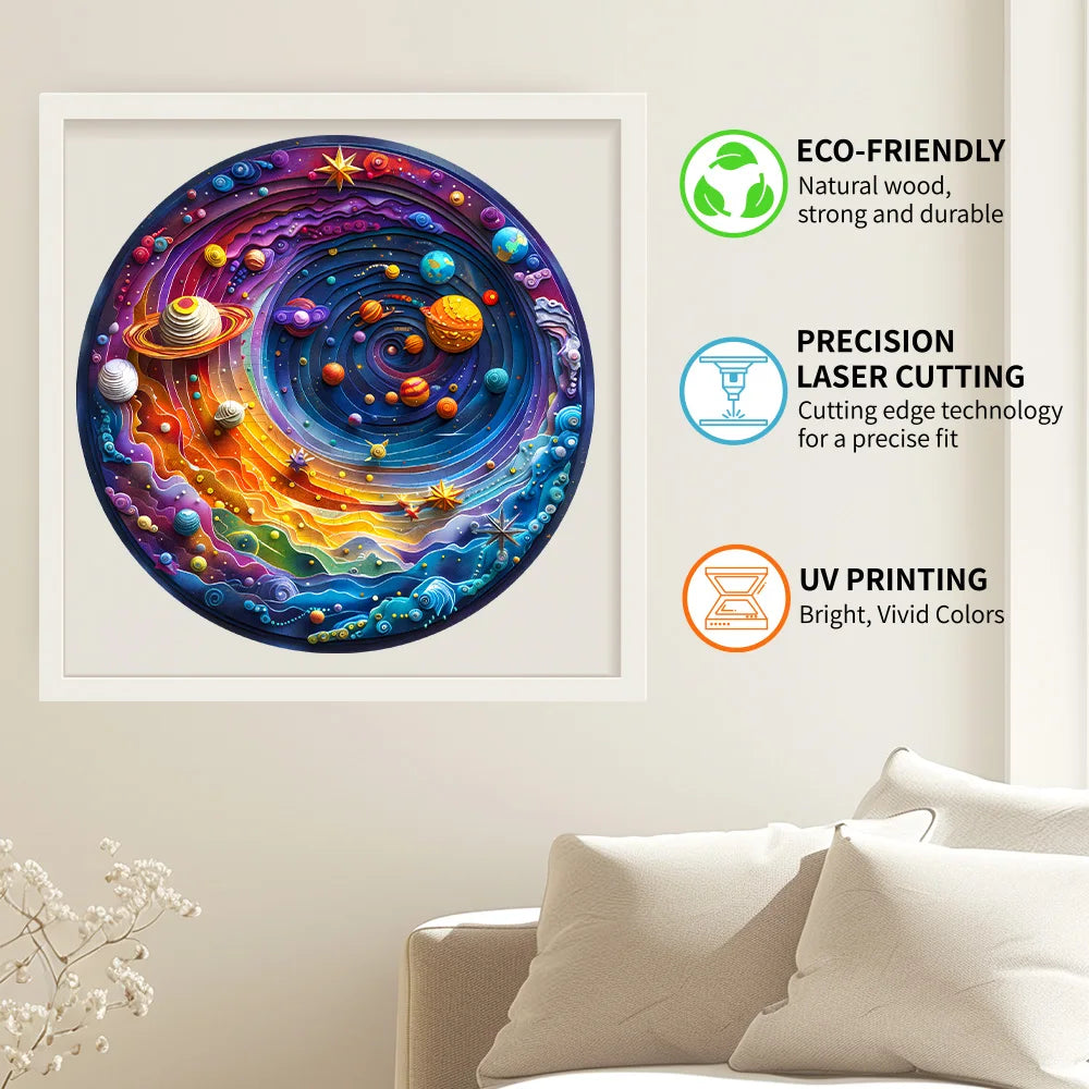 EZ A Space Themed Wooden Puzzle Suitable For Adults - Challenging Irregular Shaped Intellectual Puzzle, Environmentally Friendly