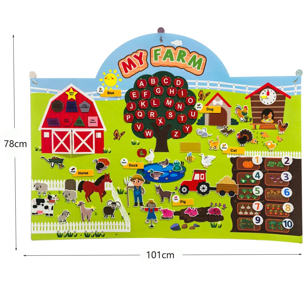 EZ Farm Animals Felt Story Board Set Storytelling Early Learning Interactive Play Kit Wall Hanging Puzzle Toys for Toddlers Gifts