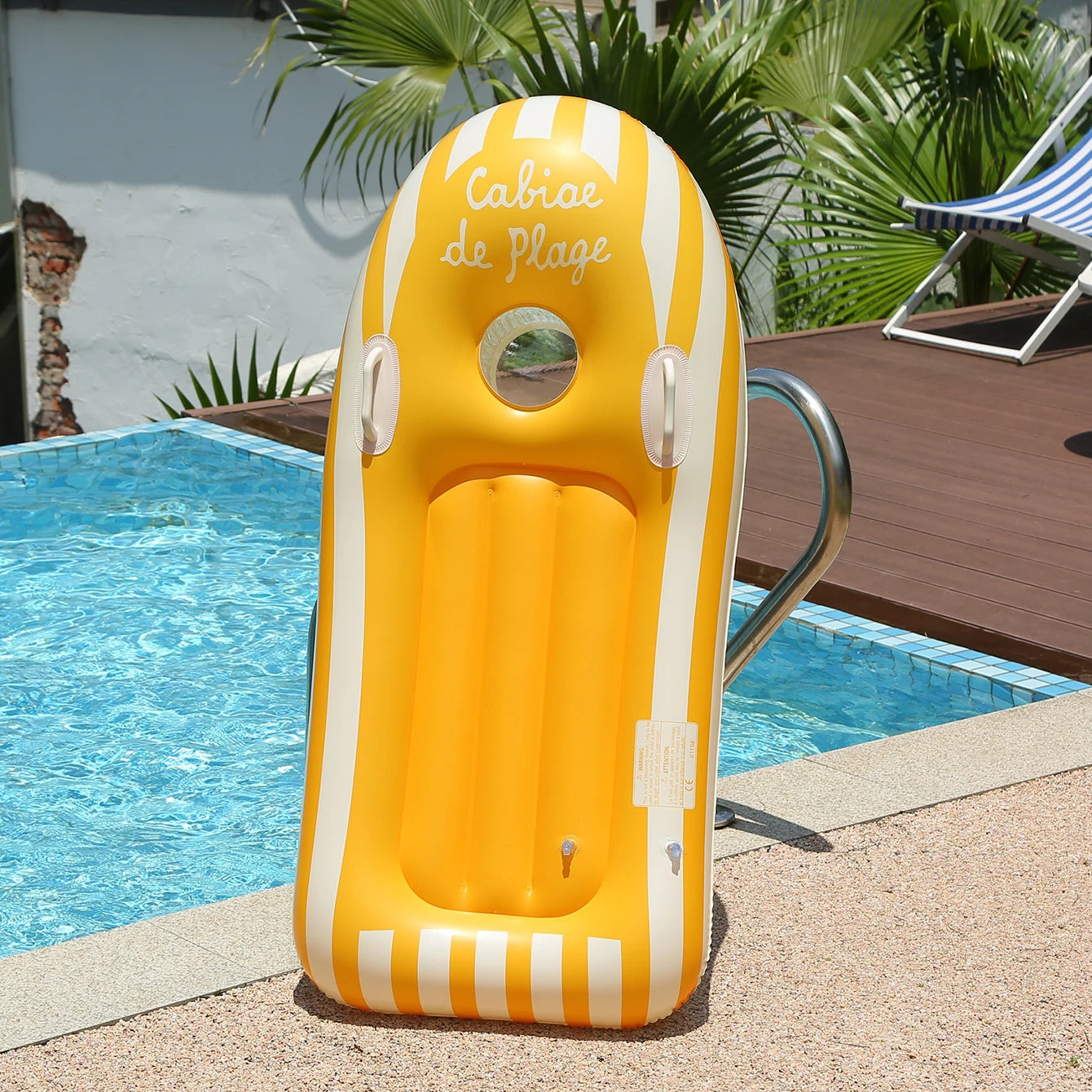 EZ 1PC Inflatable Portable Folding Surf Board with Safety Handles, Nordic Stripes Design for Shallow Water,