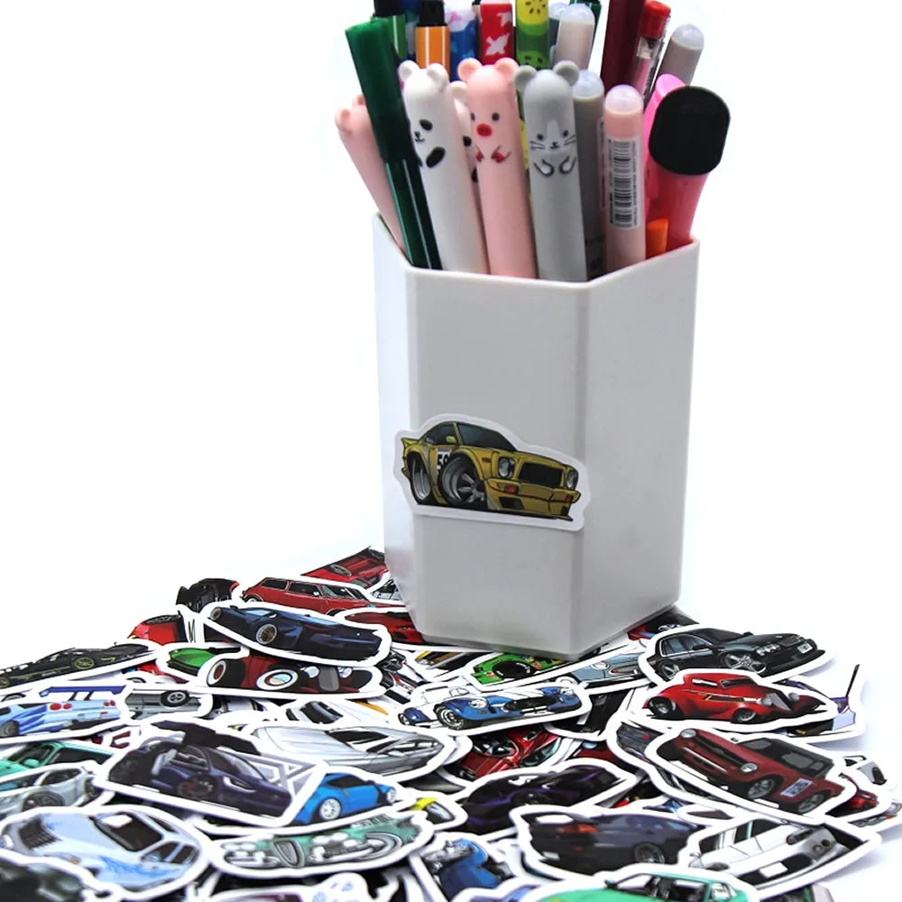 EZ 10/50/100 Pcs Retrofit Racing Car Graffiti Stickers Laptop Guitar Luggage Bike Skateboard Waterproof Sticker Decal Kid Toy