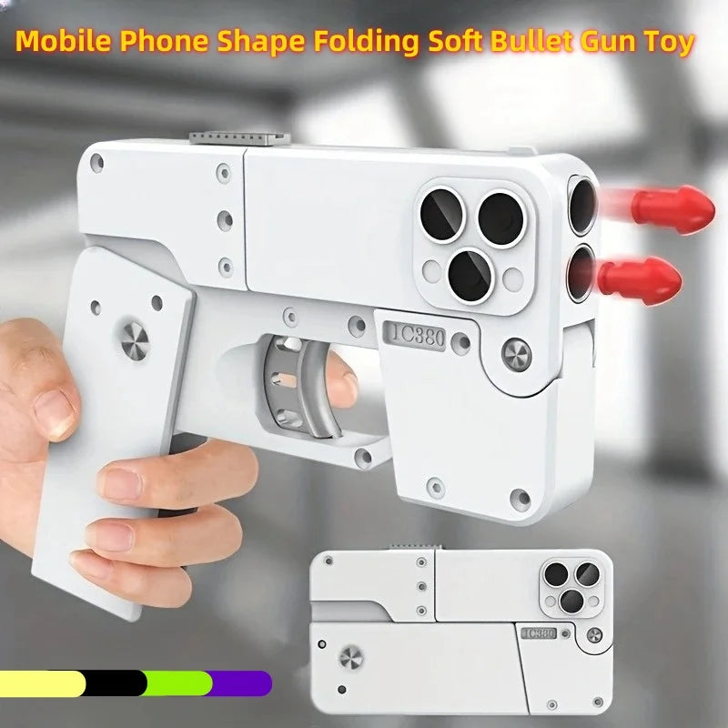 EZ Mobile Phone Shape Folding Soft Bullet Gun Toy Novelty Toys, Adults And Kids Creative Bullet Gun Sports
