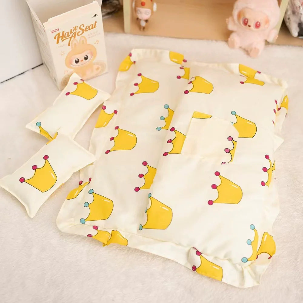 EZ 17cm Mini Plush Doll'S Clothes Outfit Accessories For Korea Kpop Exo Labubu Idol Plaid floral pajamas Clothing Gift