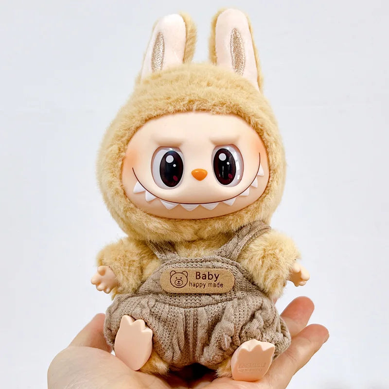 EZ Mini Plush Doll'S Clothes Outfit Accessories For Korea Kpop Exo Labubu Idol V1 V2 bubble overalls hat Clothing Gift