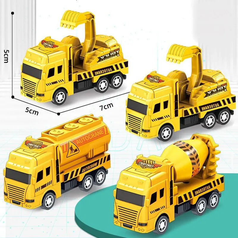 EZ 4 Pcs Small Construction Vehicles, Pull Back & Go Friction Powered STEM Toys for Toddlers, Travel Car Toys Age 3-5 Birthday Gift