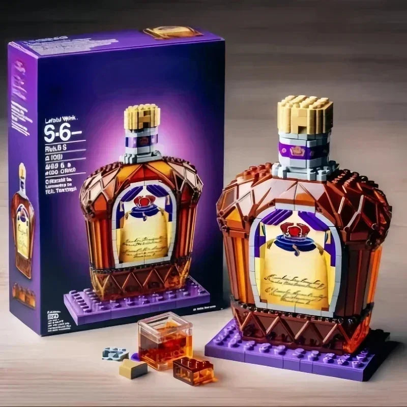 EZ 2025 NEW Building blocks whiskey bottle imported wine bottle decor set advanced wine cultural brick toy gift give friends