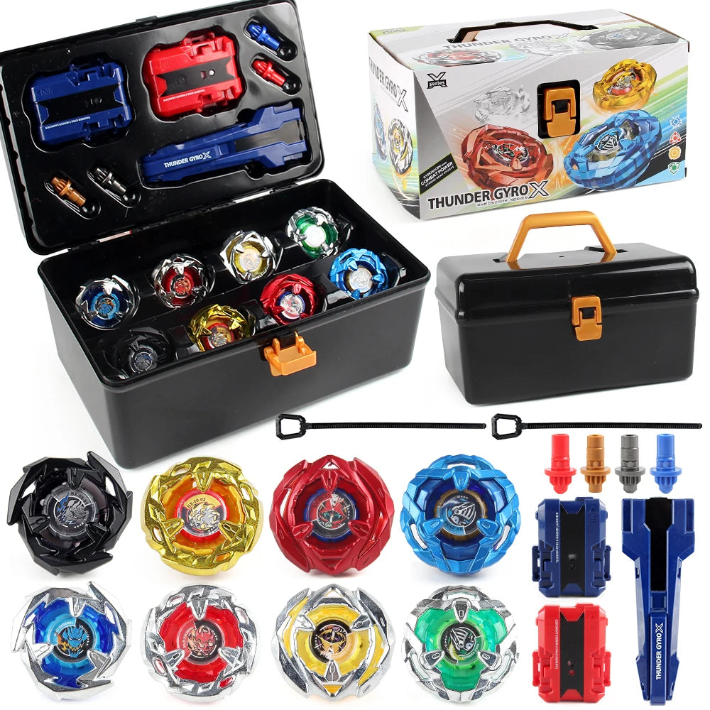 EZ Bey X Spinning Toy Kit Gyro Metal Battle Tops with Launchers Organize Box Set Gift