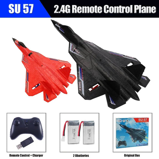 EZ RC Plane SU57 Radio Control Airplane Light Fixed Wing Hand Throwing Su30 Foam Electric Remote Control Plane Toys for Children