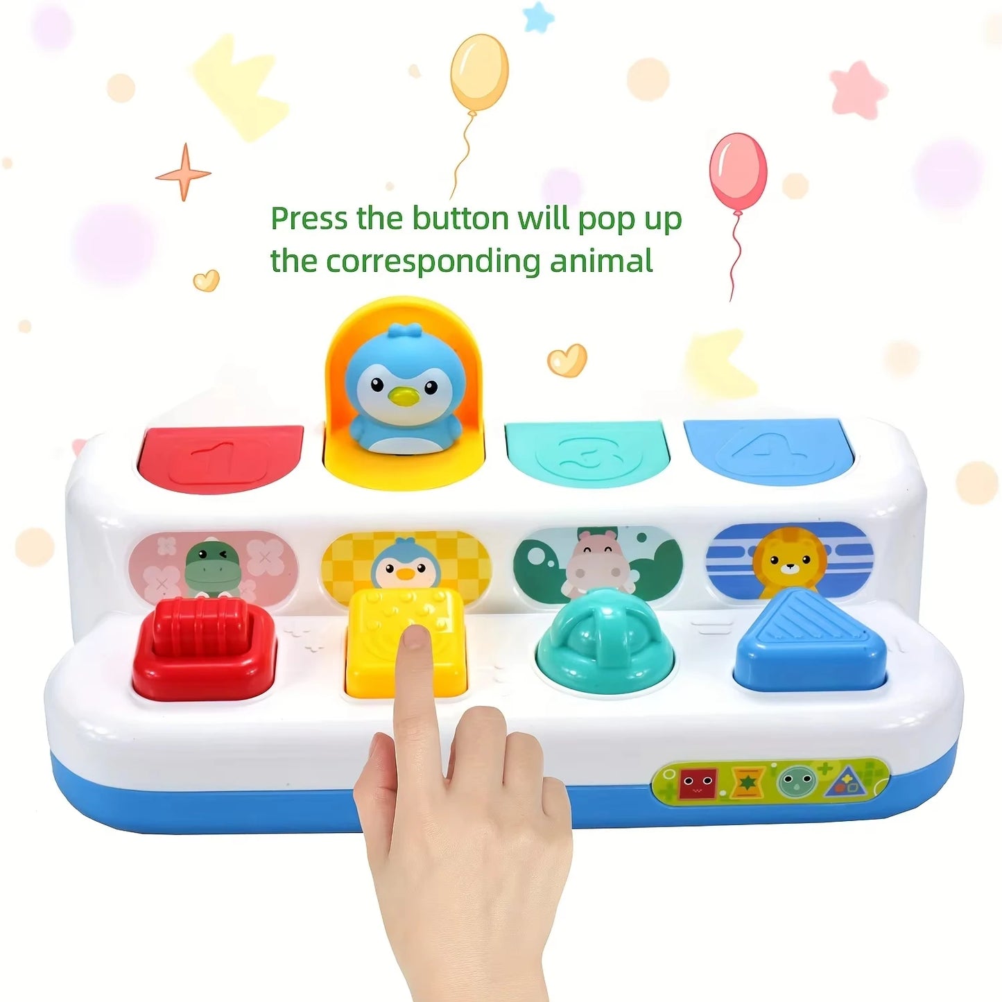 EZ Montessori Baby Pop Up Animals Toy Interactive Sensory Toys for Toddlers Developmental Educational Toy for Boys Girls 6-12 Month
