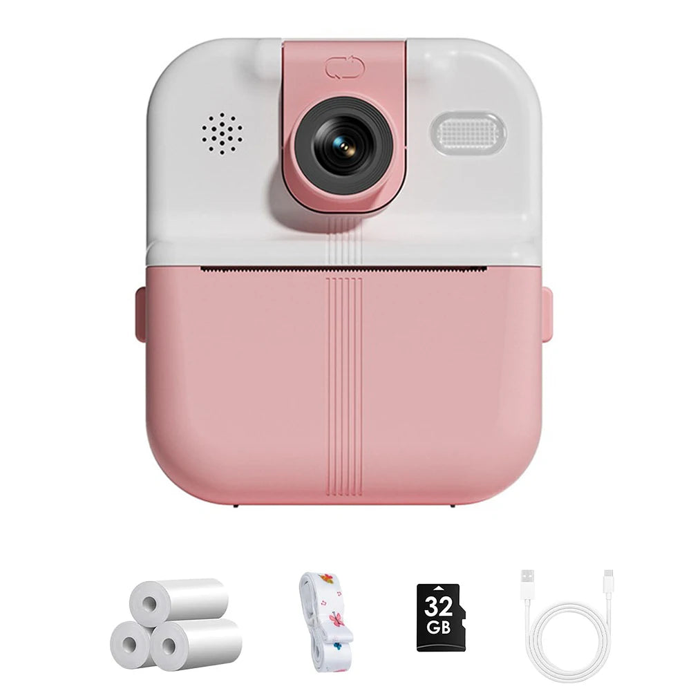 EZ Bluetooth Kids Camera Instant Print Photo 1080P Mini Toddler Camera for Boys Girls DIY Instant Print Toys With 32G SD Card