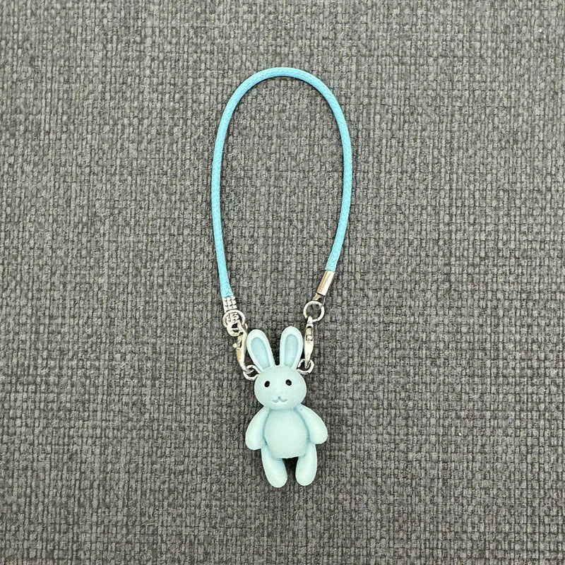EZ For labubu Cute Cartoon Mini Bunny Pendant Dollhouse Accessories For Plush Doll Neck Decoration Kawaii Rabbit Model Charms Dress