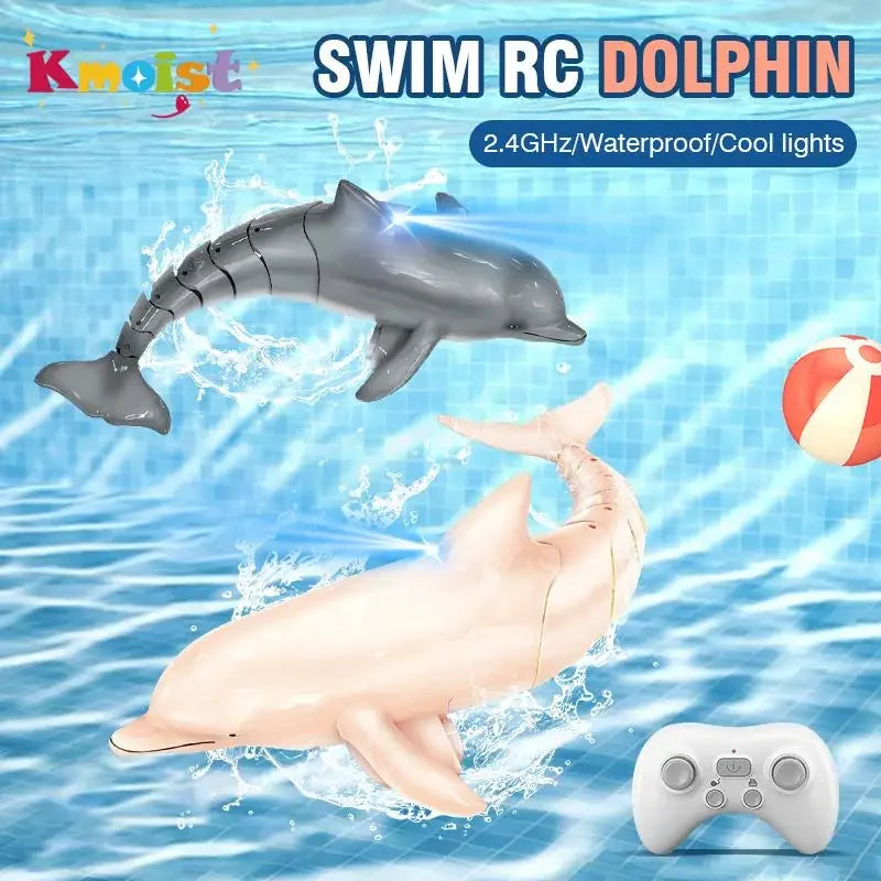 EZ Rc Dolphin Fish Toy Light RC Boat Electric Waterproof 2.4G Remote Control Swimming Animal Toys for Boys Kids Birthday Xmas Gifts