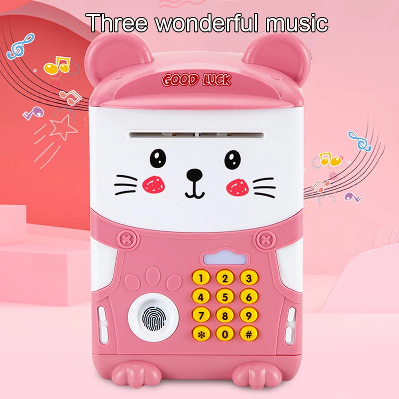 EZ NEW Cartoon ATM Cash Saving Box Money Bank Toy For Kids Electronic Large Money Box Savings Password Digital Fingerprint Unlock