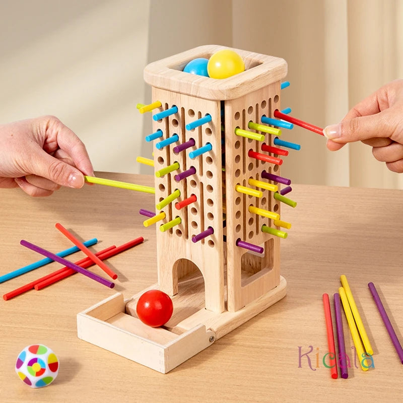 EZ Montessori Game Wooden Stick Tower Toy With Sticks Dice Motor Skills Development Stick Counting Math Educational Toy For Kids