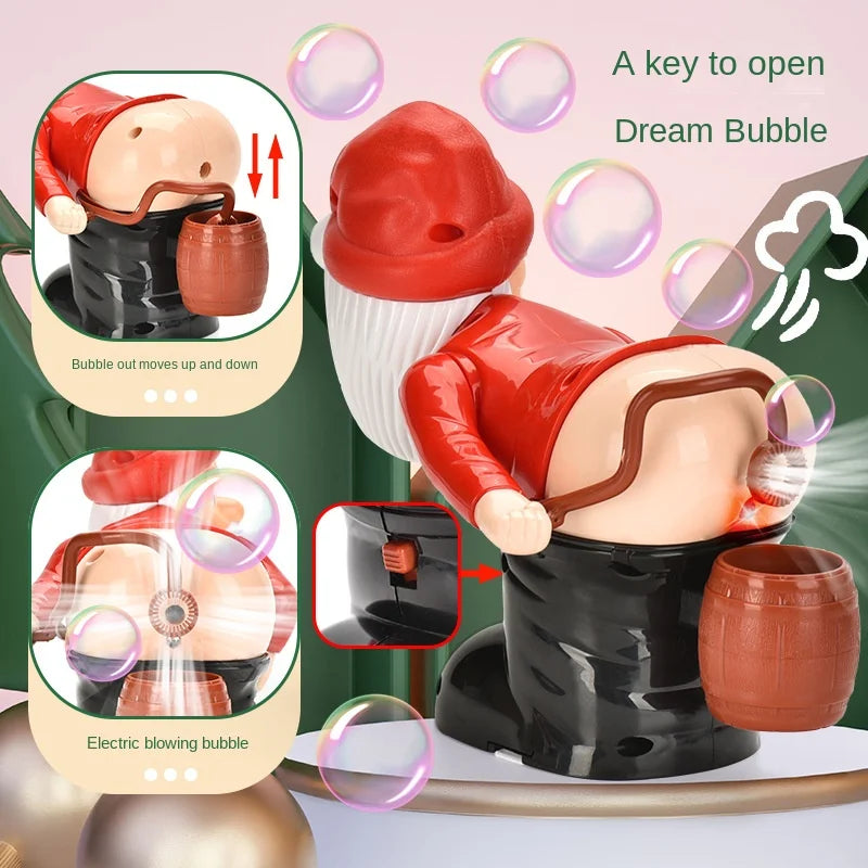 EZ New Christmas Funny Bubble Toy Santa Claus Bubble Machine Electric Santa Butt Bubble Blower With Music Lights Xmas Kids