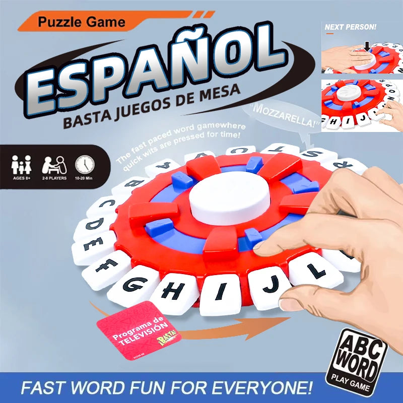 EZ Spanish Basta Game Fast-paced Family Gathering Letter Toys For Adults Children Letters Learning Lengua española Juegos De Mesas