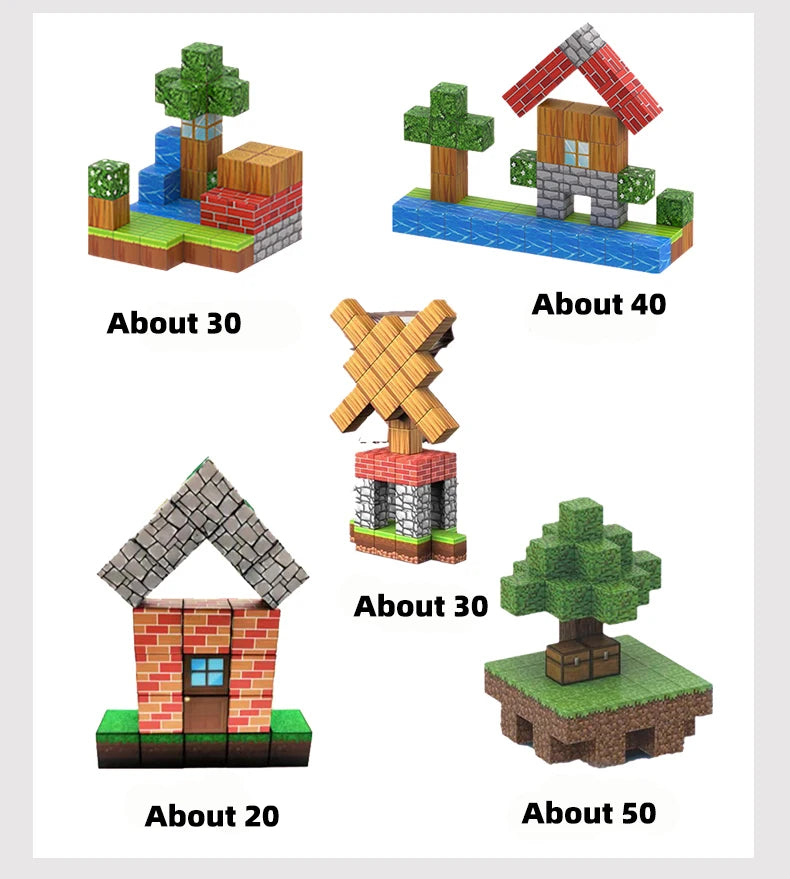 EZ 10-500PCS Magnetic Building Blocks Magnet Set Bricks Mini World STEM Construction DIY Educational Toys For Kids Birthday Gifts
