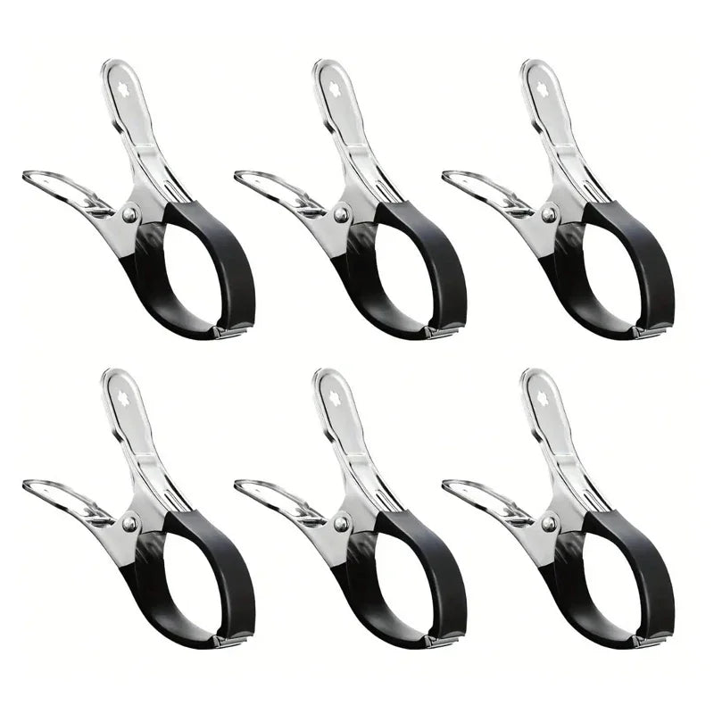 EZ 6 Pieces Durable Stainless Steel Pool Cover Clips with Blue Plastic Handles - Heavy Duty Windproof Spring Clips for Secure Above