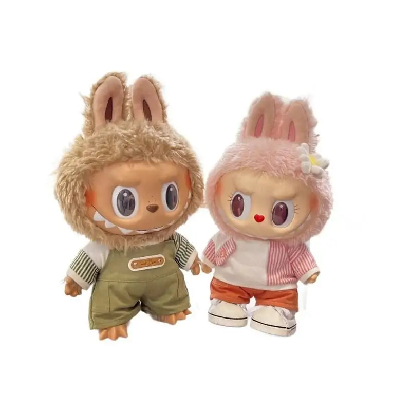 EZ For 38CM LABUBU vinyl plush doll  mokoko casual jacket pants set Hoodies Dolls Accessory Cute Decoration Little Clothes