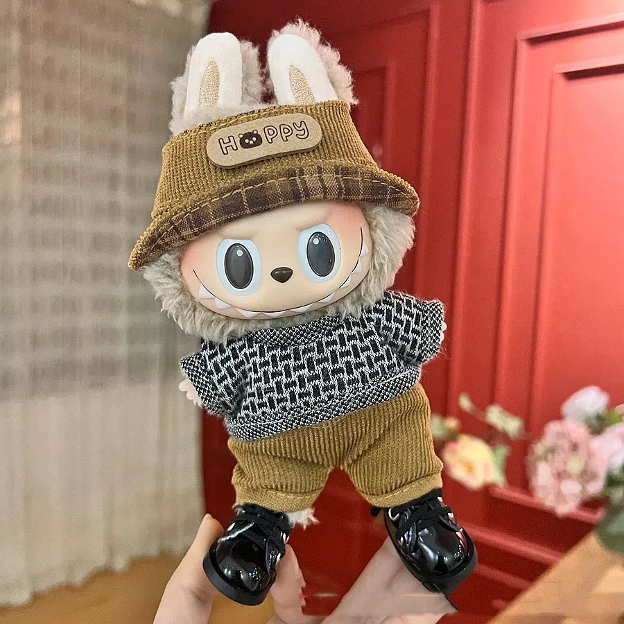 EZ 17cm Mickey Mini Costume Suitable Toy V3 for Labubu Clothes Korean Kpop Idol Pink Bright Silk Bow Princess Dress Birthday Gift