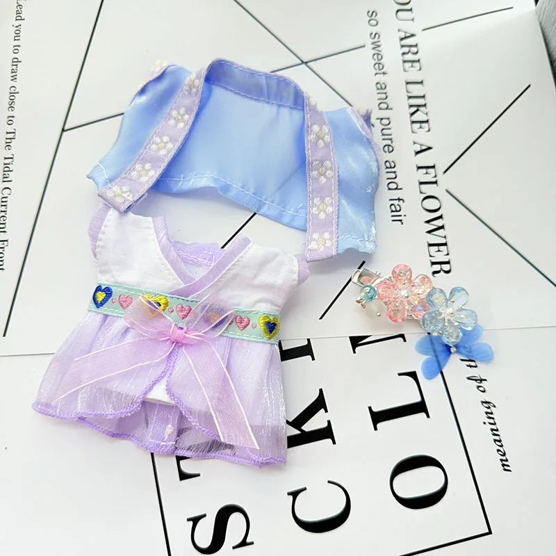 EZ 17cm Labubu Doll Clothes Chinese Style Hanfu Suit Ancient Costume Outfit Set