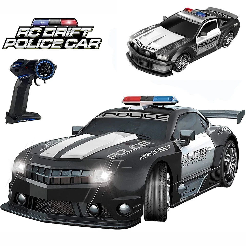 EZ 1/12 Big 2.4GHz Super Fast Police RC Car Remote Control Cars Toy with Lights Durable Chase Drift Vehicle toys for boys kid Child