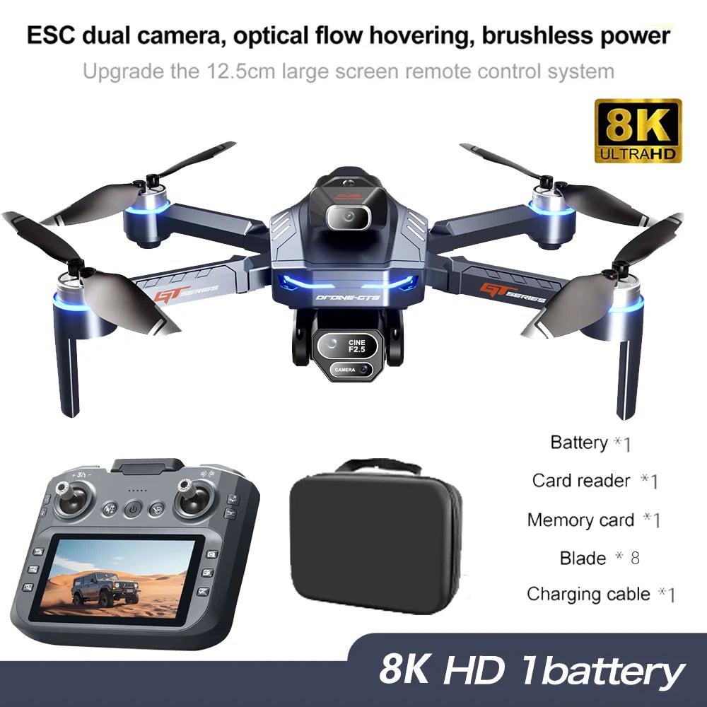 EZ GT8 Drone 8K HD Dual Cameras FPV 5G WiFi GPS Brushless Motor Intelligen Obstacle Avoidance Foldable Quadcopter Toy Gift RC 3000M