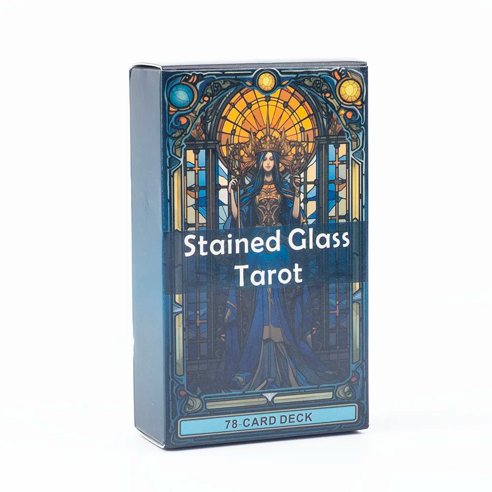 EZ Stained Glass Tarot A 78-Card Deck Leisure Entertainment Game Card Family Gathering Divination Board Playing Games 10.3*6Cm