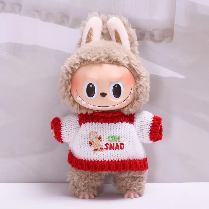 EZ 17cm Cute Mini Plush Doll'S Clothes Outfit Accessories For Korea Kpop Exo Labubu Idol Dolls Sweater Clothing DIY Kids Girl Gift