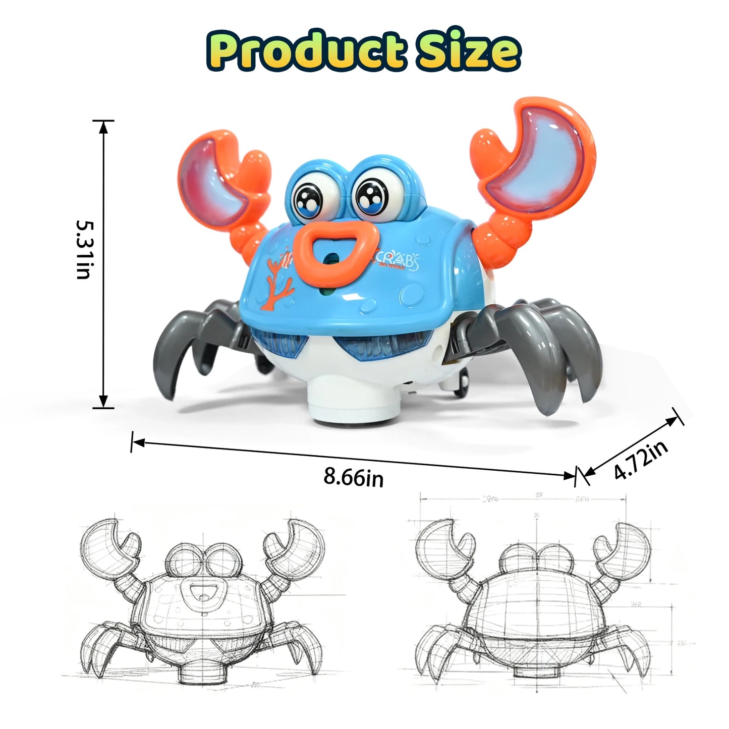 EZ NEW Crawling Crab Toy with Light and Music Auto Obstacle Avoidance Electronic Pet Interactive Toy For Baby Walking Crab Gifts