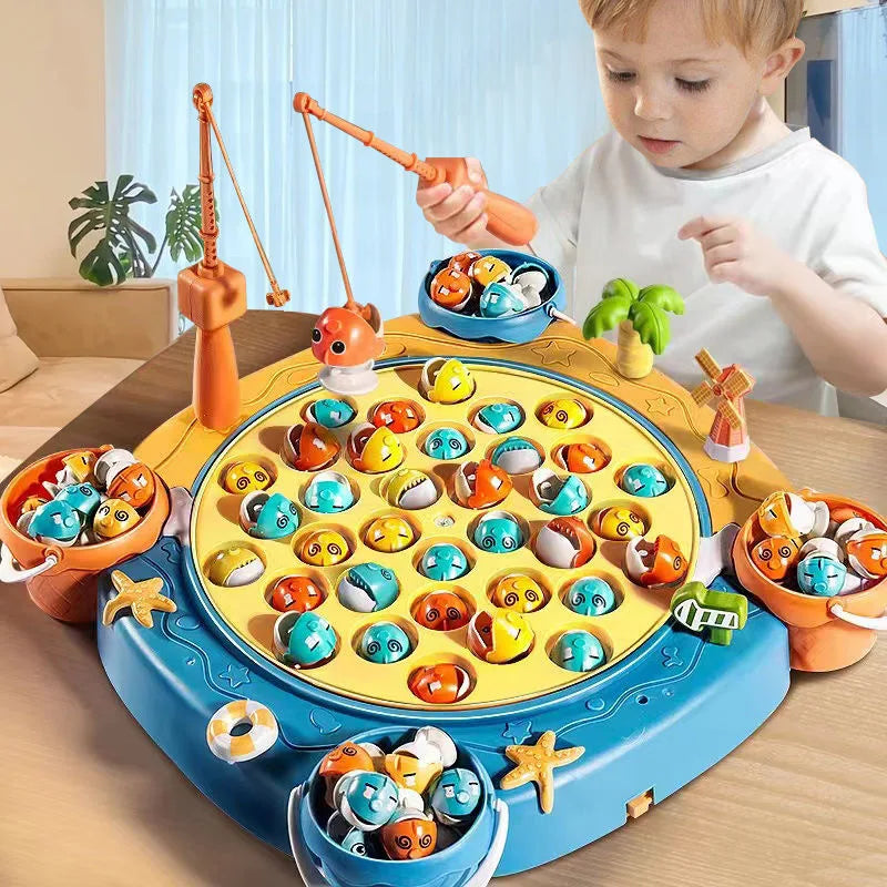 EZ Kids Magnetic Fishing Play for Children Electric Fishing Toy Have Music Spinning Game Fish Rod Education Baby 3 Year Gifts