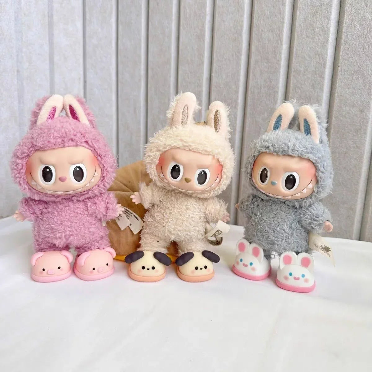 EZ Cartoon Rubber Slippers for Mini Labubu 17cm Vinyl Dolls Macaron Style