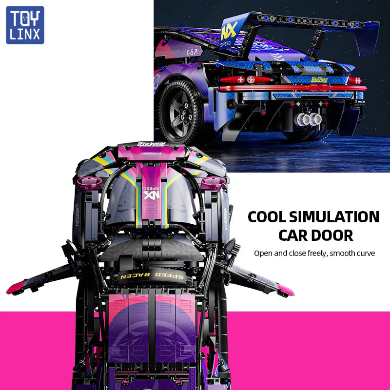 EZ 1611 PCS Sport Car Building Block Sets for Adults,1:10 Collectible Model Scale Engineering Toy Gifts for Boys Car no Box