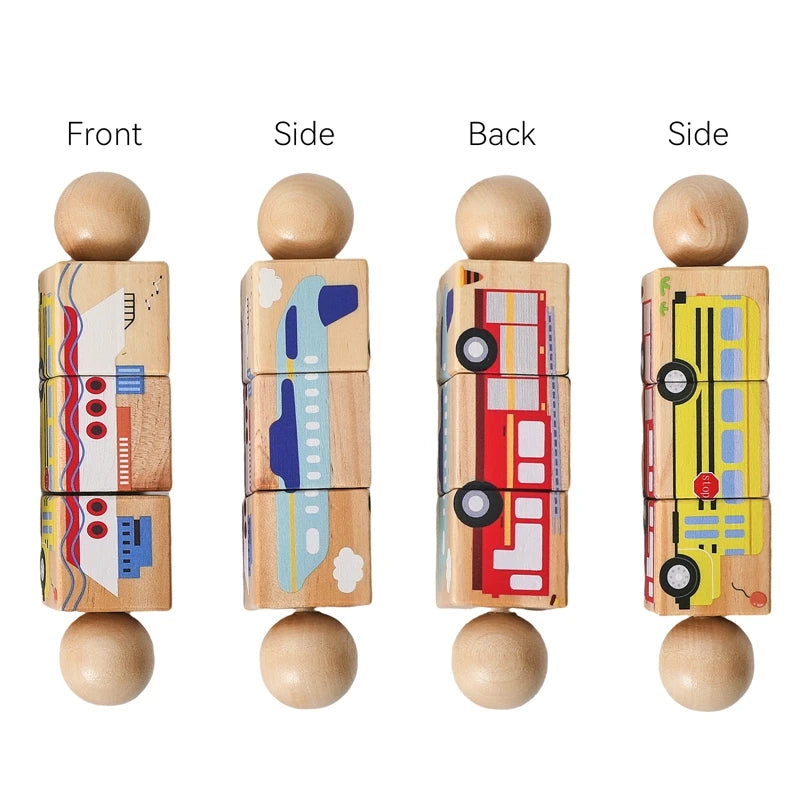 EZ Baby Wooden Rotating Jigsaw Puzzle Hand bell Toy Baby Mobile Musical Rattle Toy Montessori Puzzle Game For Babies Newbaby Gift