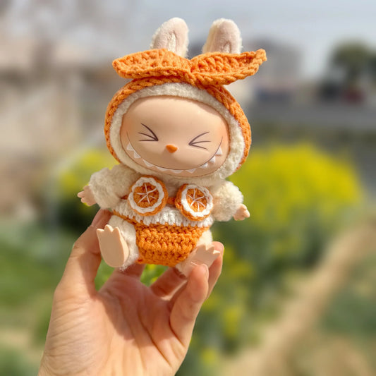 EZ 15/17cm Labubu Doll Clothes Strawberry Orange Bikini Set Beach Swimsuit Outfit Accessories